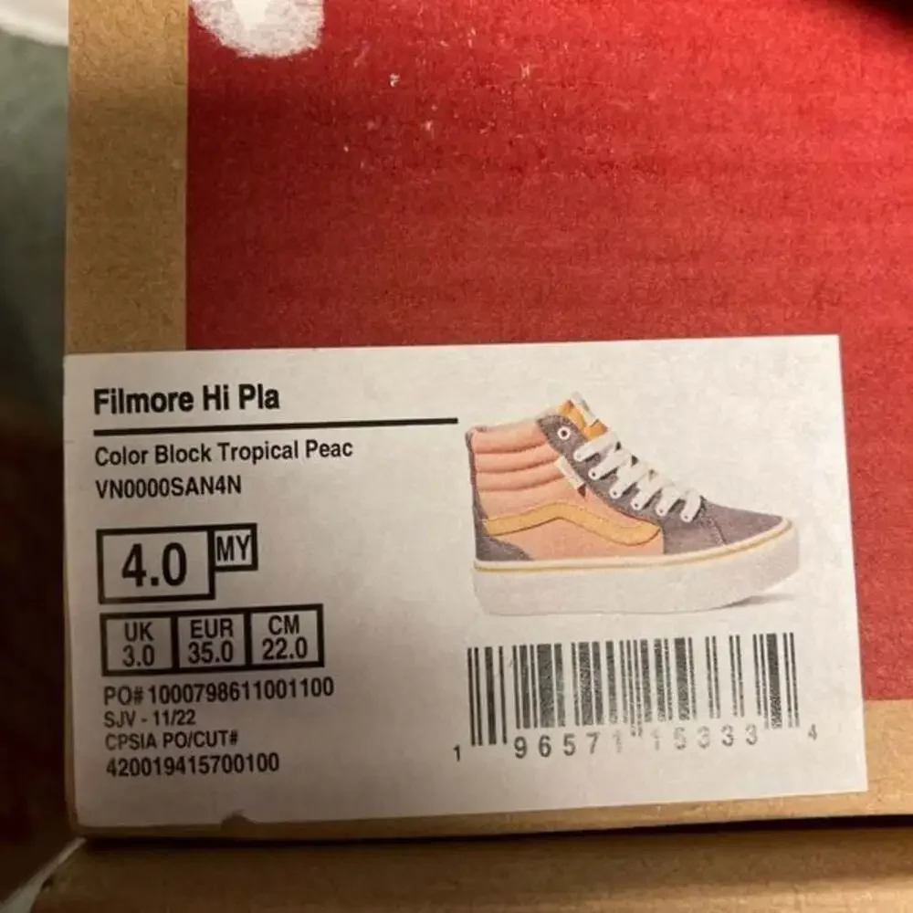 NEW Vans Filmore Hi Platform Color Block Tropical Peach Youth